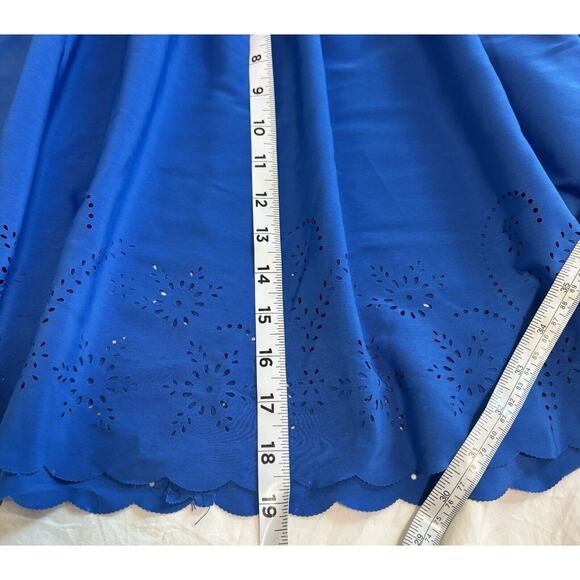 Vintage Necessary Objects Sz M Mini Skirt Blue Floral Eyelet Retro Feminine Boho - Picture 8 of 8
